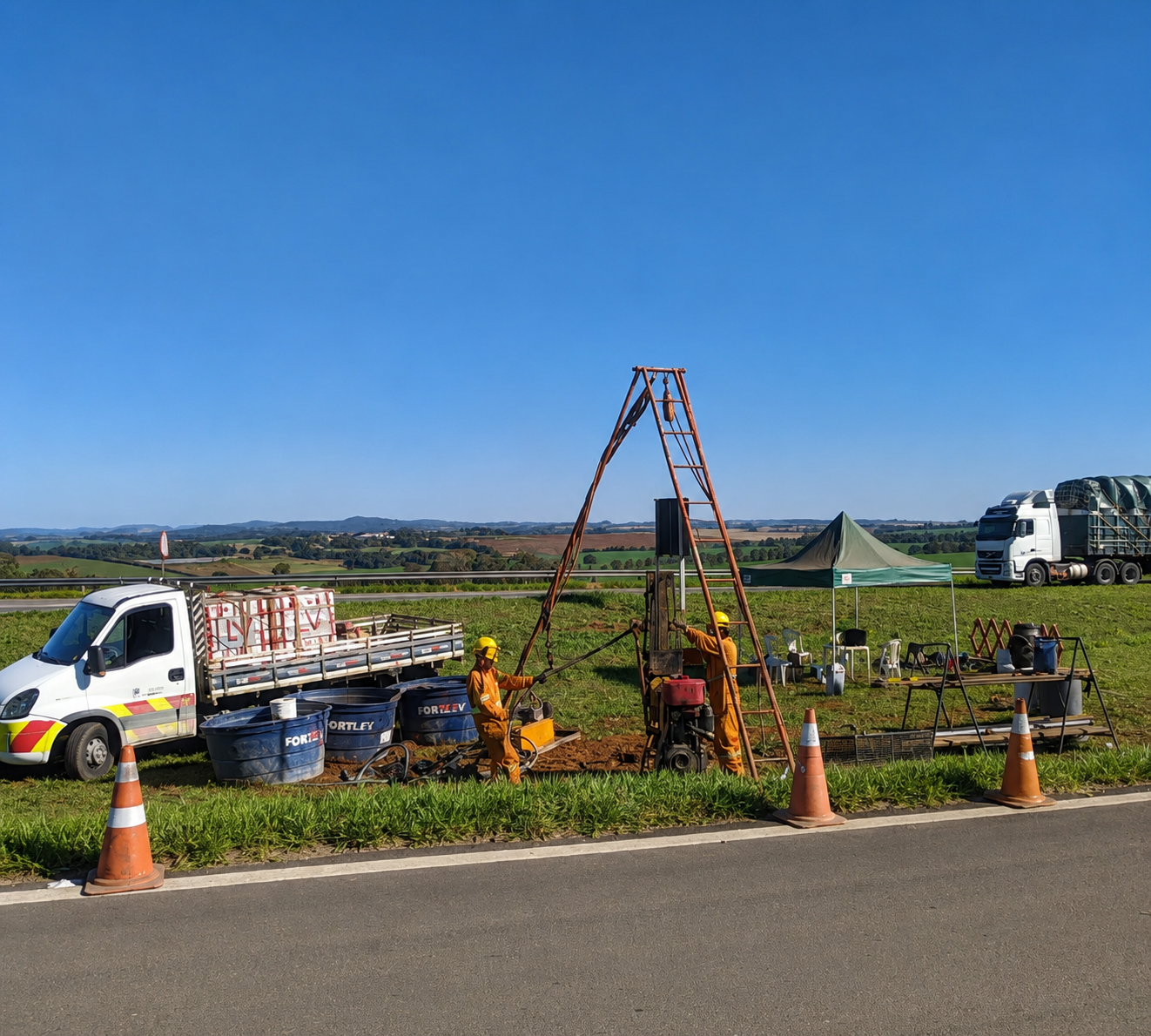 Sondagem executada pela LV Solos em projeto de infraestrutura da Motiva